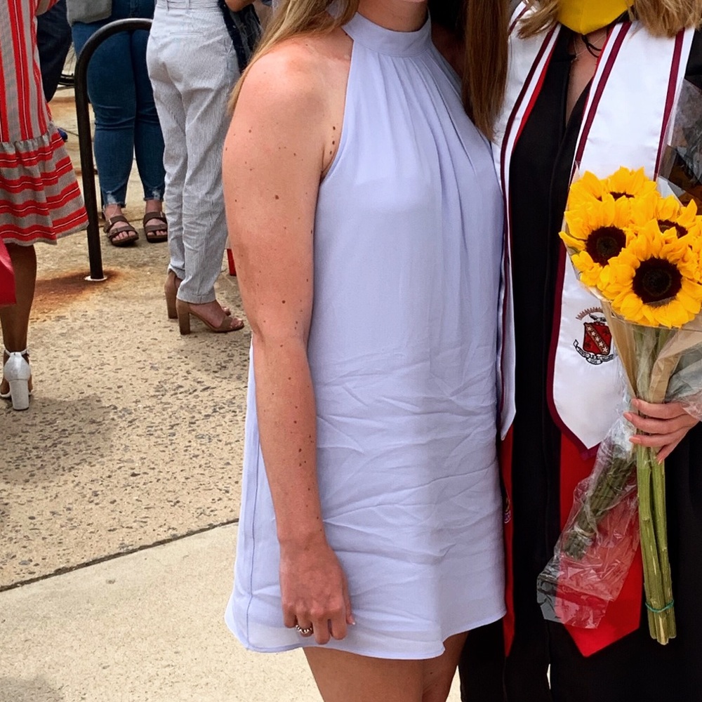 High neck purple dress